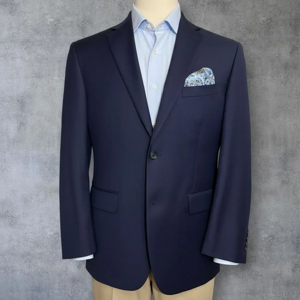 JOSEPH ABBOUD Men’s 42R Navy Blazer Sport Coat 2 Button Jacket 100% Wool Suits